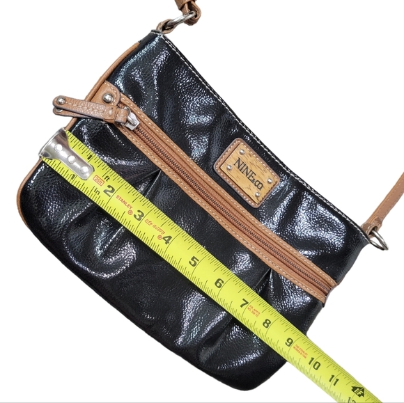 Nine & Co Patent Leather Small Shoulder Bag Black Brown - Picture 5 of 6